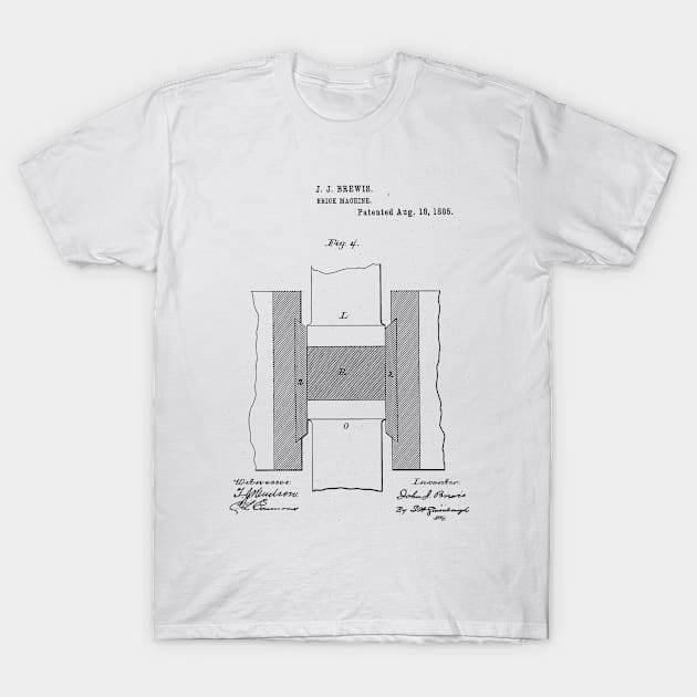 Brick Machine Vintage Patent Hand Drawing T-Shirt by TheYoungDesigns